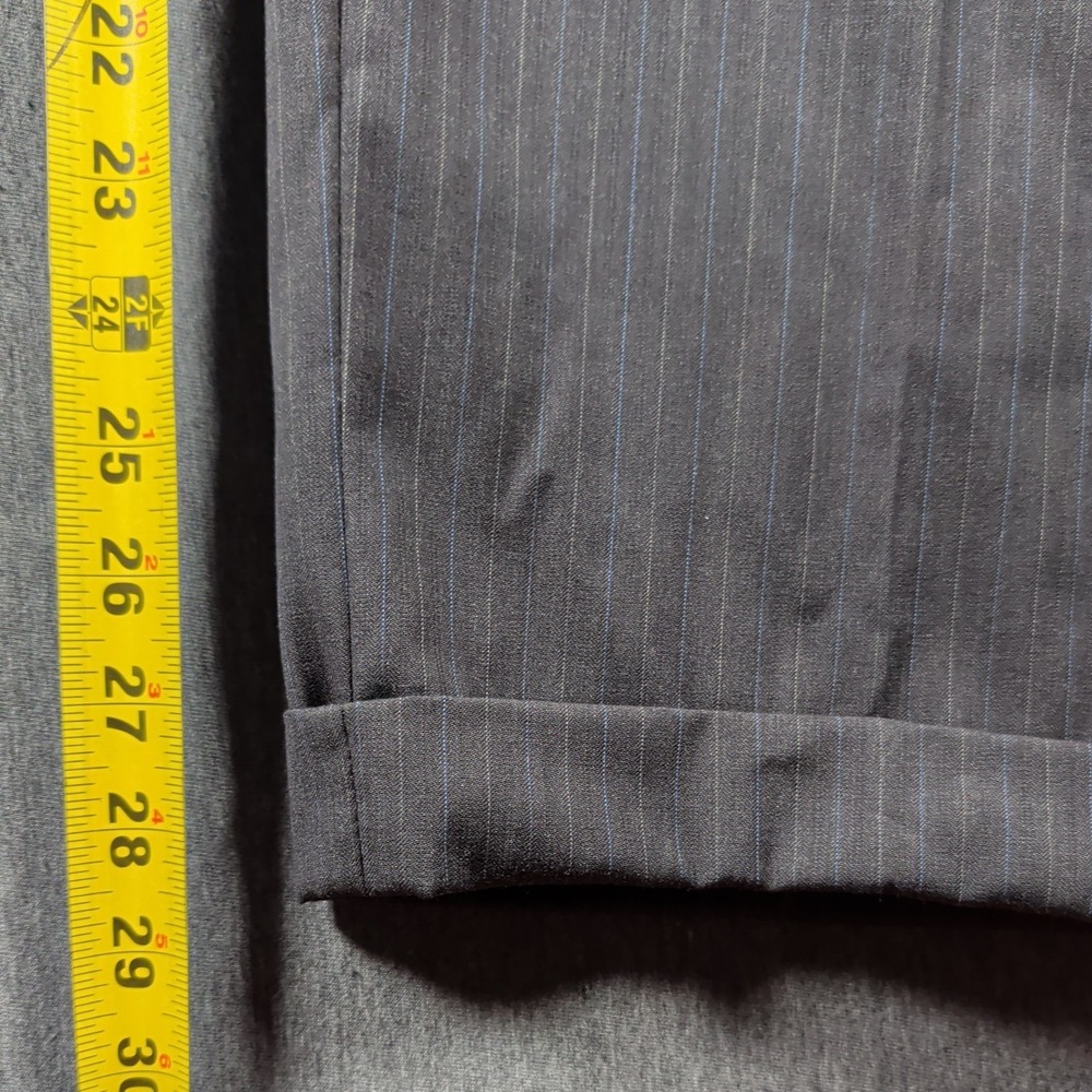 Joseph Feiss 29x29 Navy Blue Wool Pleated Cuffed Pinstripe Baggy Dress Pants EUC - Picture 7 of 9